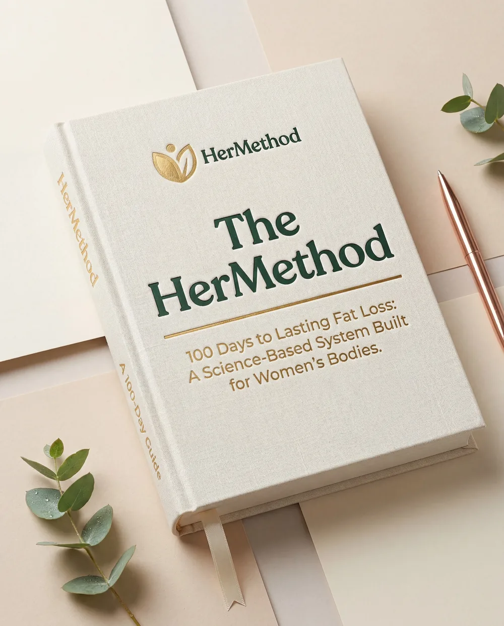 The HerMethod book styled with eucalyptus
